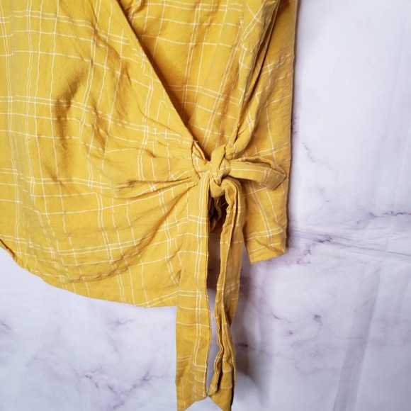 HARPER Heritage yellow plaid wrap tank top L - Picture 3 of 8